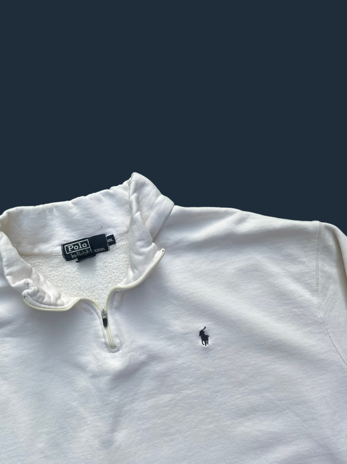 VINTAGE WHITE RALPH LAUREN QUARTERZIP (XXL)