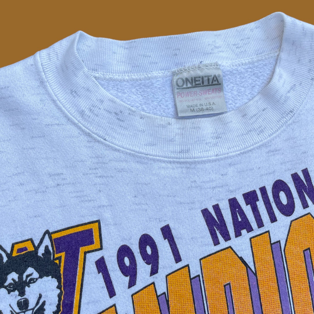 VINTAGE 1991 HUSKIES CHAMPION CREWNECK (M)