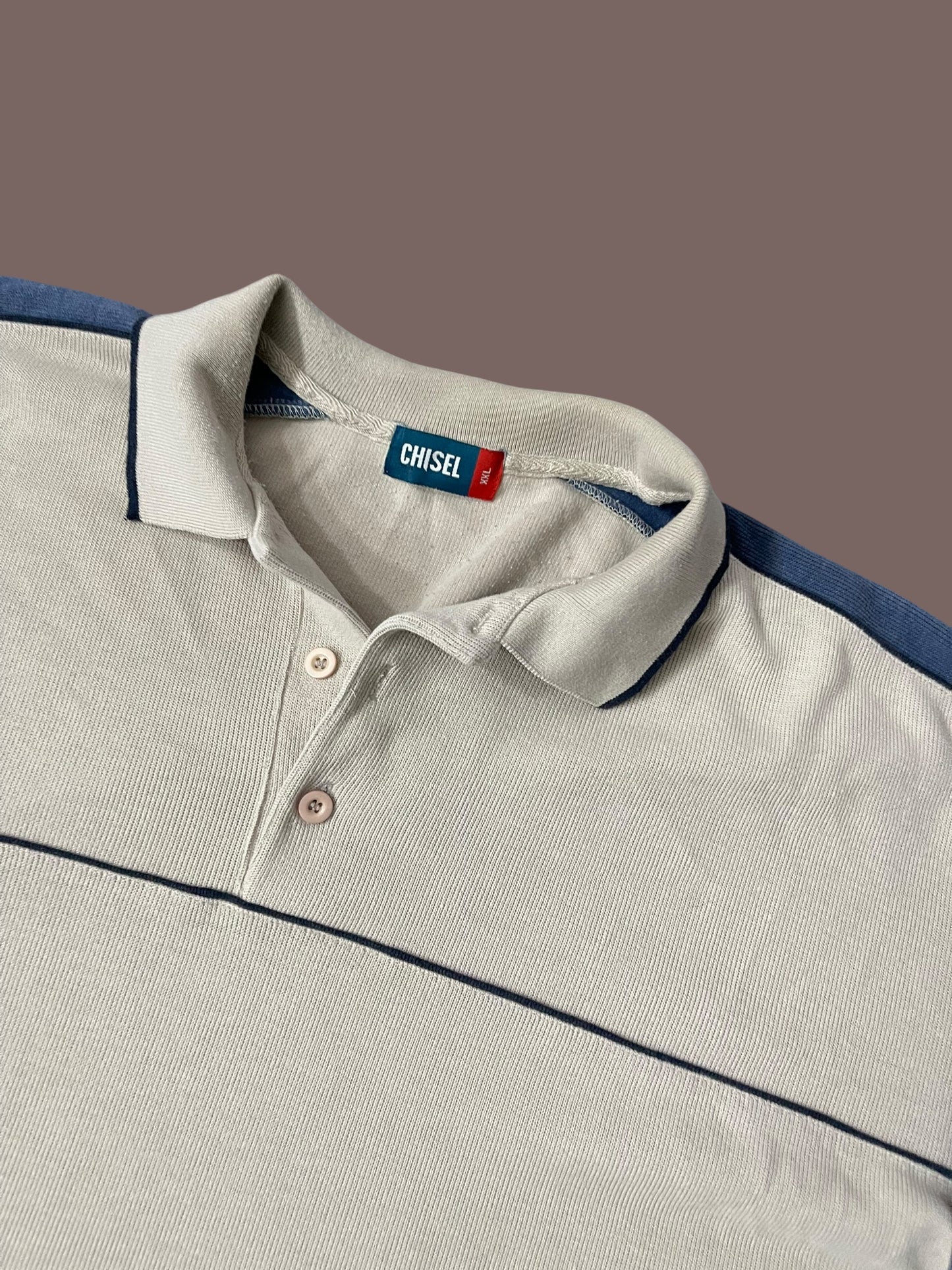 VINTAGE CREAM CHISEL LONG SLEEVE POLO (L/XL)