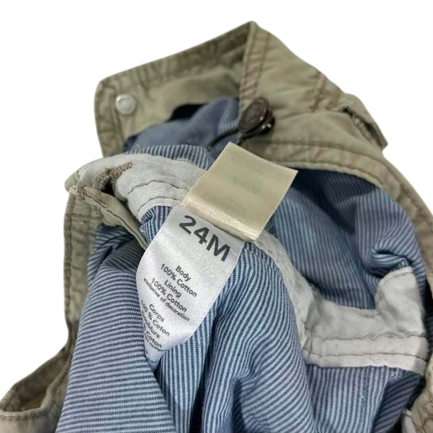 OSHKOSH B’GOSH BEIGE OVERALLS WITH ADJUSTABLE STRAPS AND POCKETS (24 MONTHS)