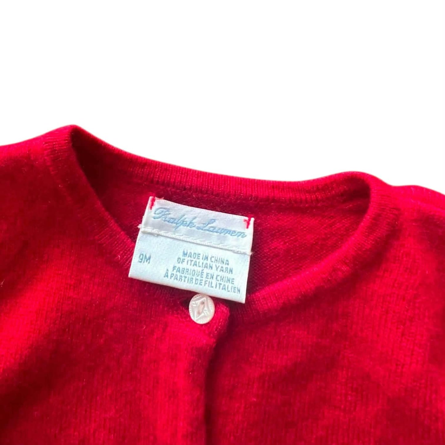 RALPH LAUREN RED CARDIGAN (9 MONTHS)