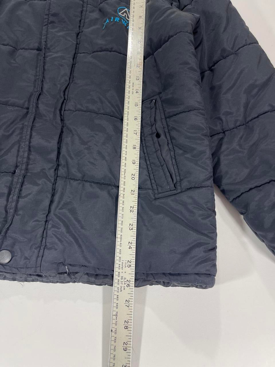 VINTAGE AIRWALK BLACK PUFFER JACKET WITH BLUE LOGO (M)