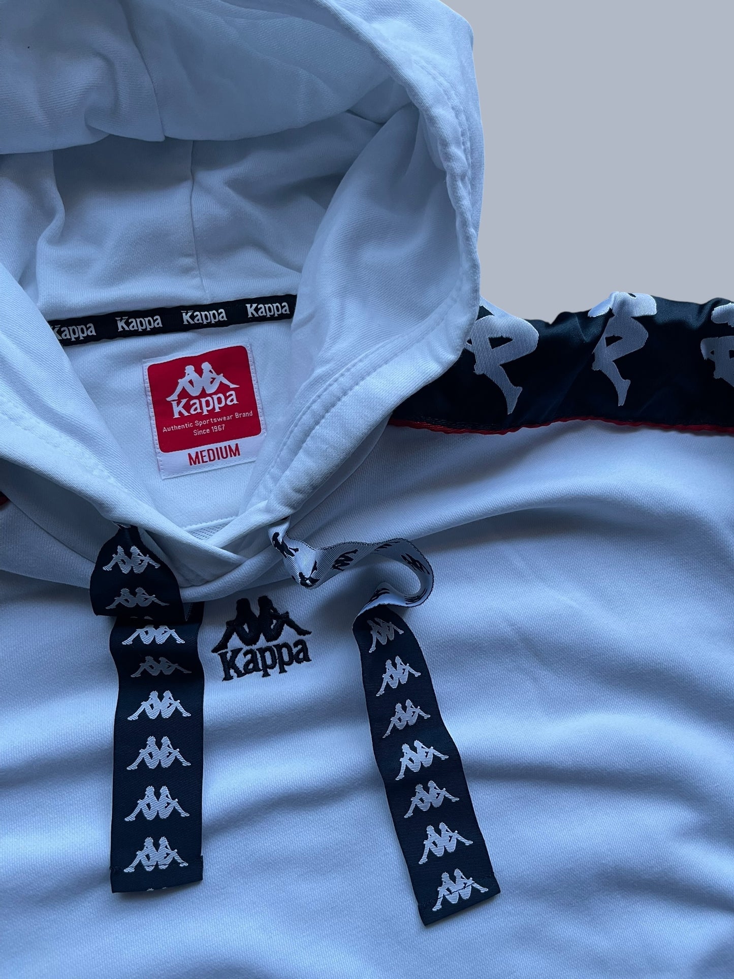 WHITE KAPPA TAPE HOODIE (M)