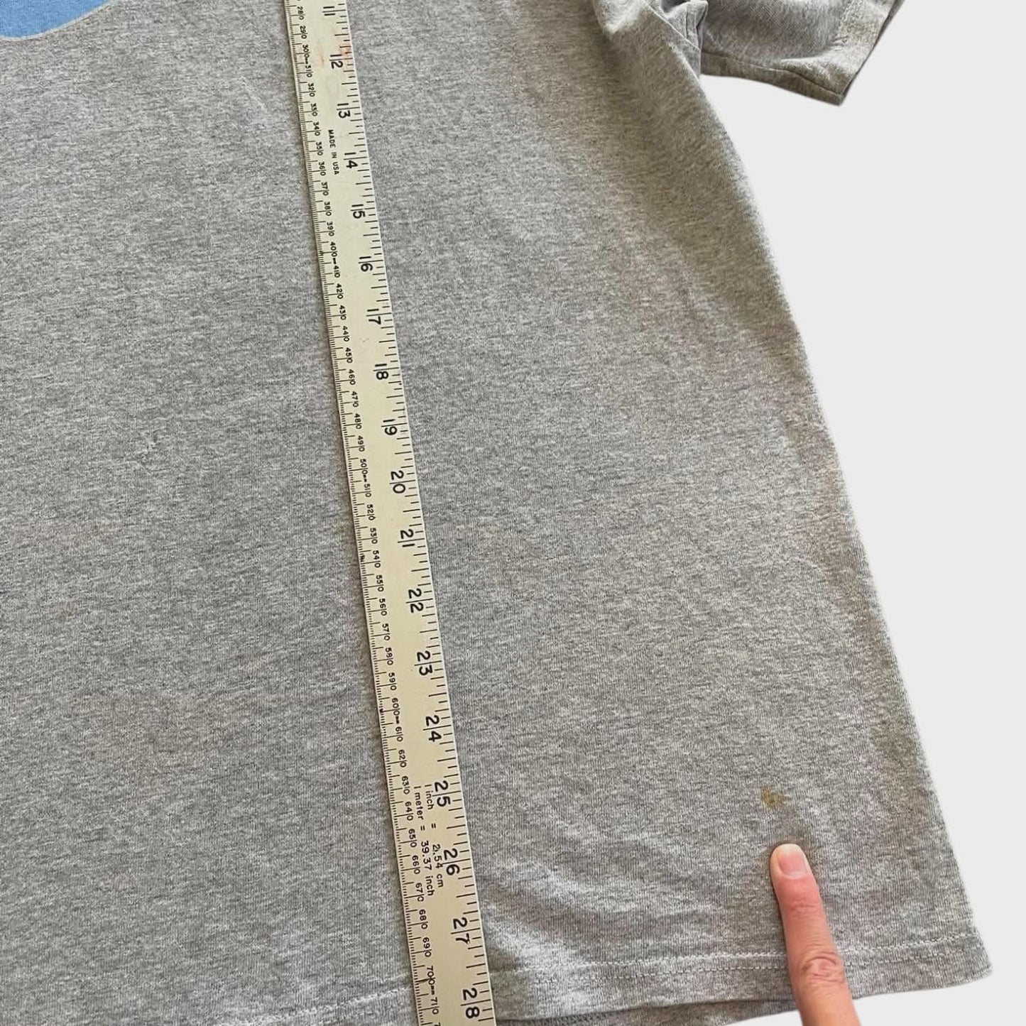 VINTAGE NIKE GREY COTTON T-SHIRT WITH BLUE SWOOSH (XL)