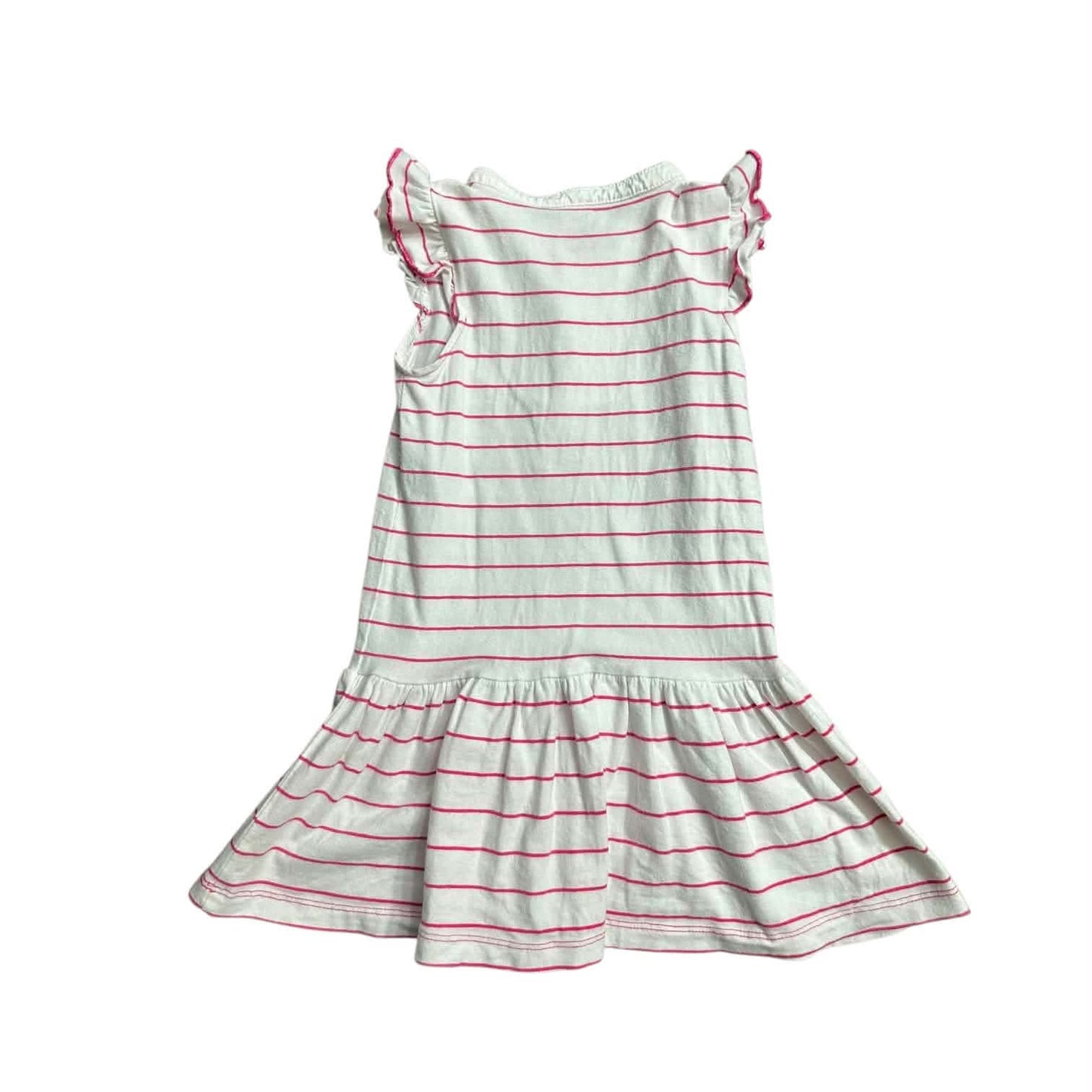 RALPH LAUREN PINK AND WHITE STRIPED BABYDOLL DRESS WITH RUFFLE SLEEVES (3T)