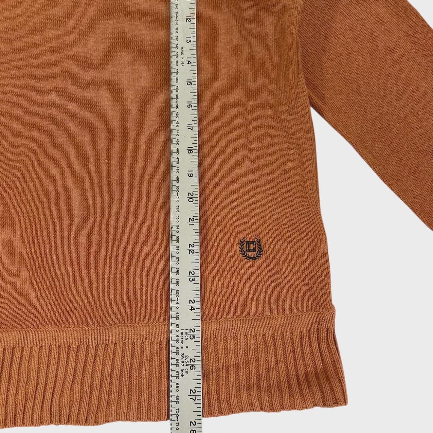 CHAPS ORANGE QUARTER ZIP SWEATER (M)