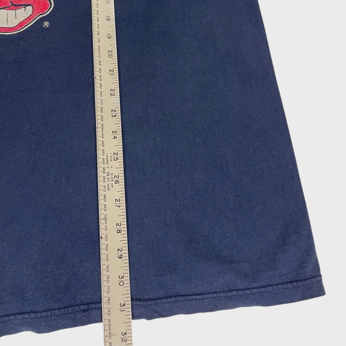 90S CLEVELAND INDIANS MLB GRAPHIC NAVY T-SHIRT (L)