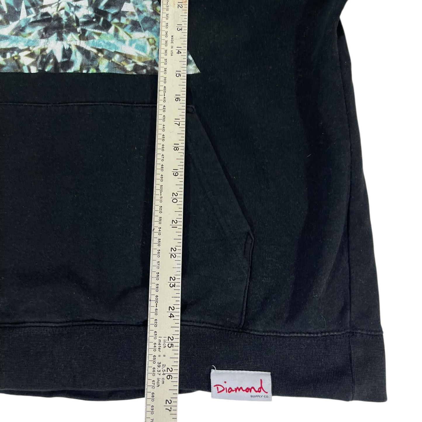 DIAMOND SUPPLY CO. BLACK HOODIE WITH BLUE AND GREEN DIAMOND DESIGN (M)