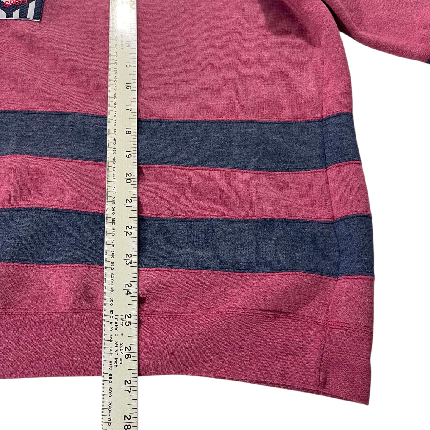 90S RED & NAVY STRIPED LONG SLEEVE (L)