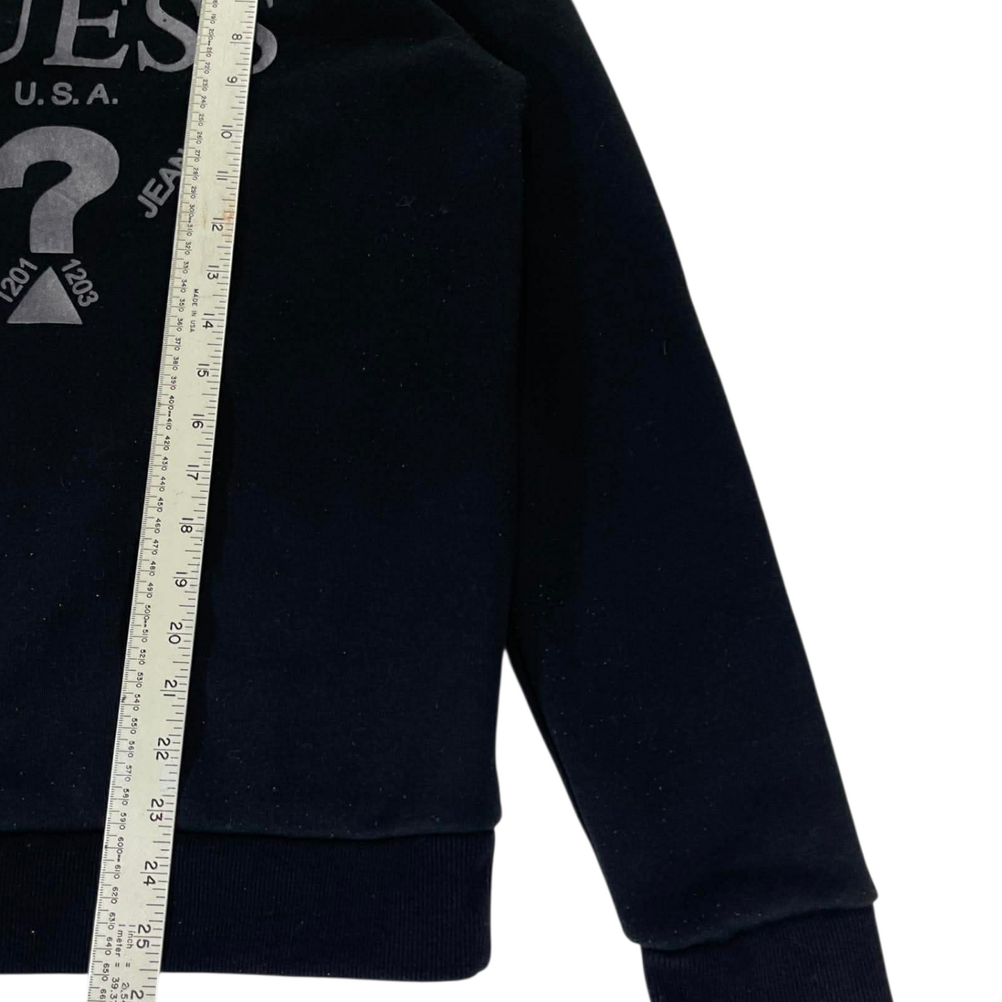 VINTAGE GUESS BLACK CREWNECK SWEATSHIRT WITH SILVER LOGO(M)
