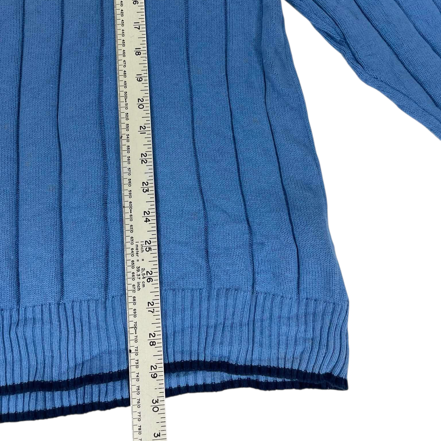 VINTAGE LOGAN BLUE RIBBED KNIT SWEATER (L)