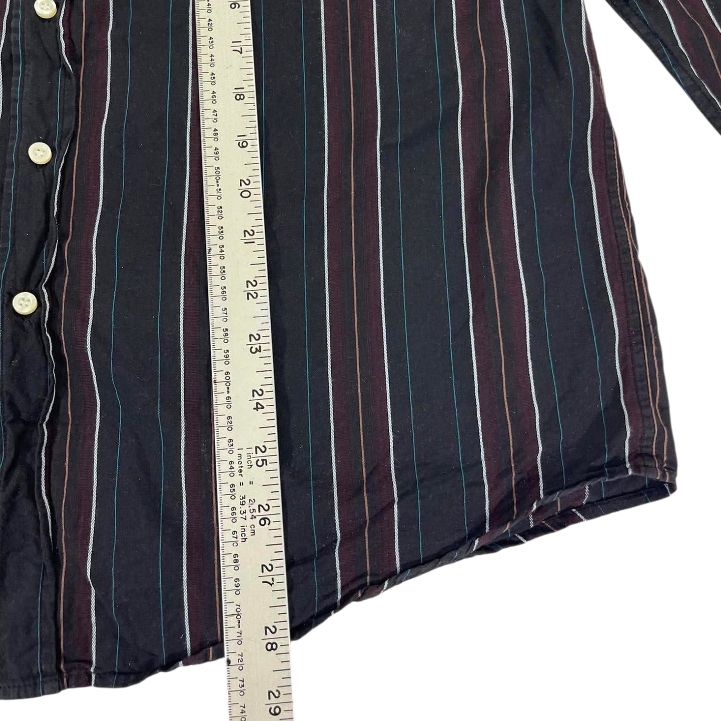 VINTAGE RALPH LAUREN BLACK STRIPED BUTTON UP SHIRT (M-L)
