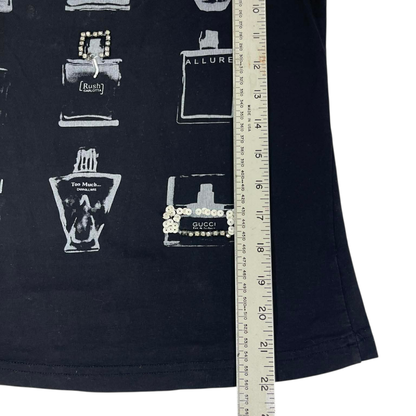 MOSCHINO BLACK PERFUME BOTTLE PRINT T-SHIRT (S-M)