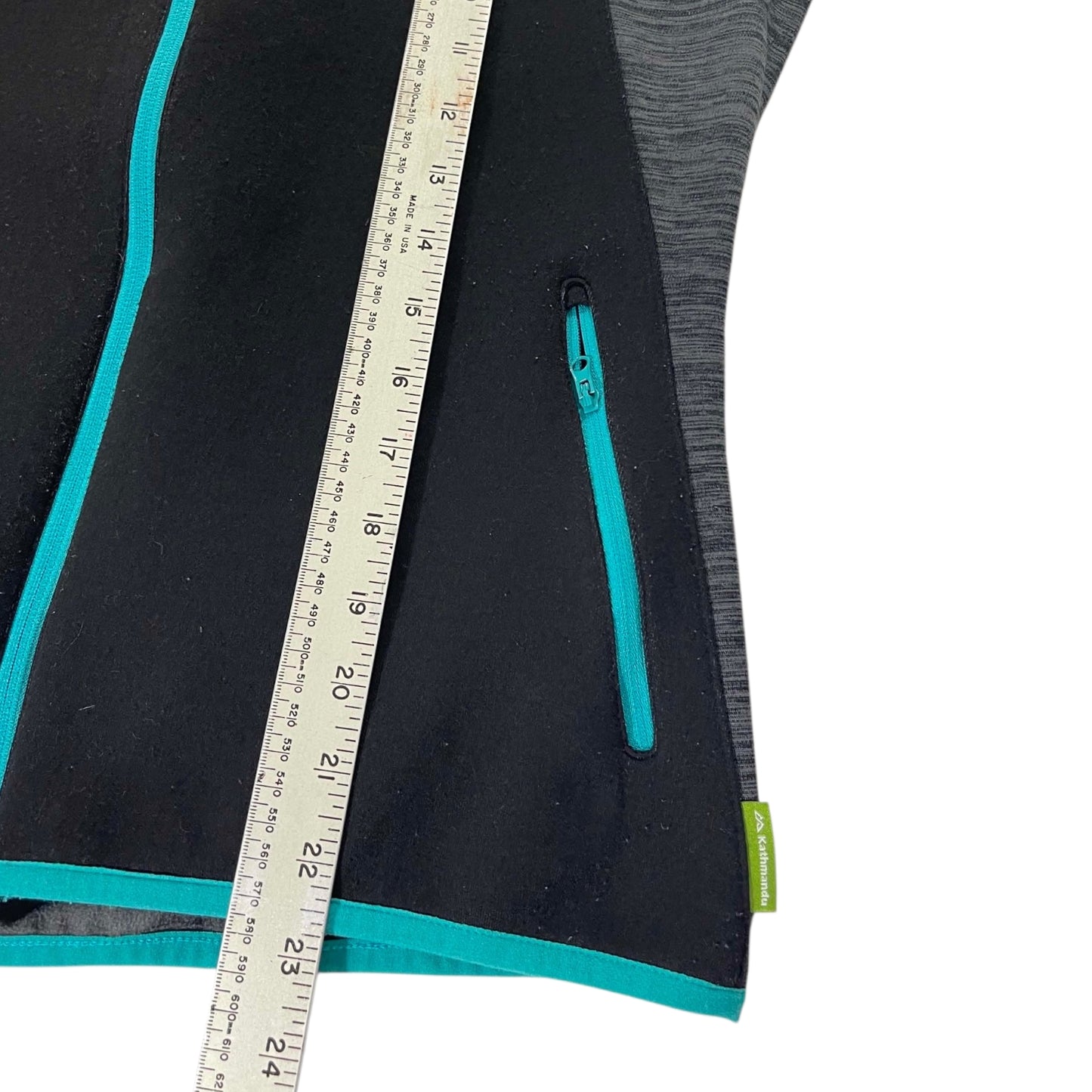 KATHMANDU BLACK AND GRAY ZIP-UP HOODIE (M-L)