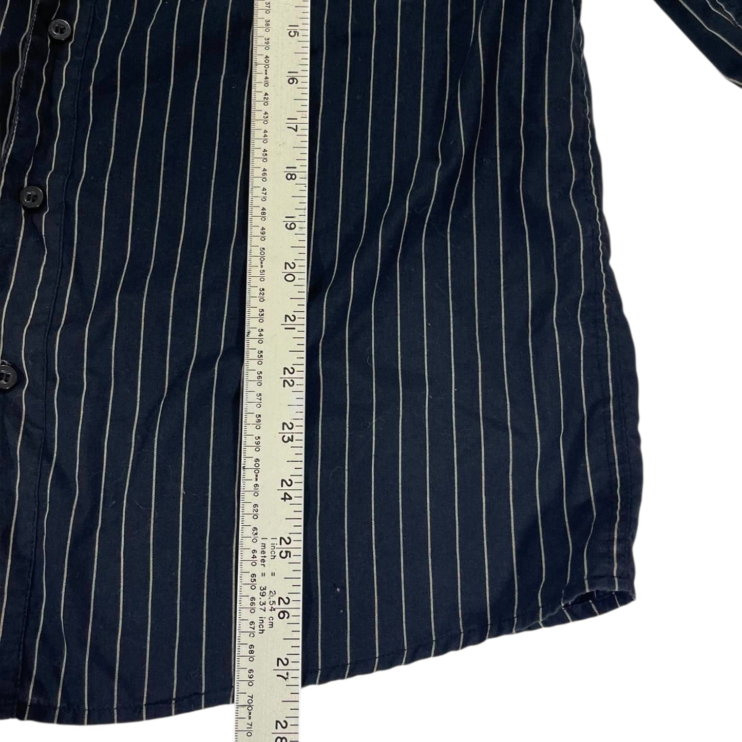 Y2K STRIPED BUTTON UP SHIRT (M)