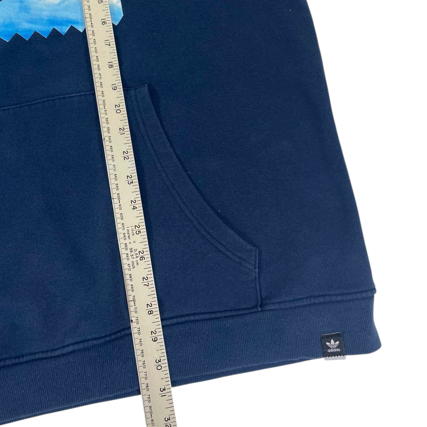 ADIDAS NAVY BLUE HOODIE WITH BLUE CLOUD GRAPHIC (XXL)