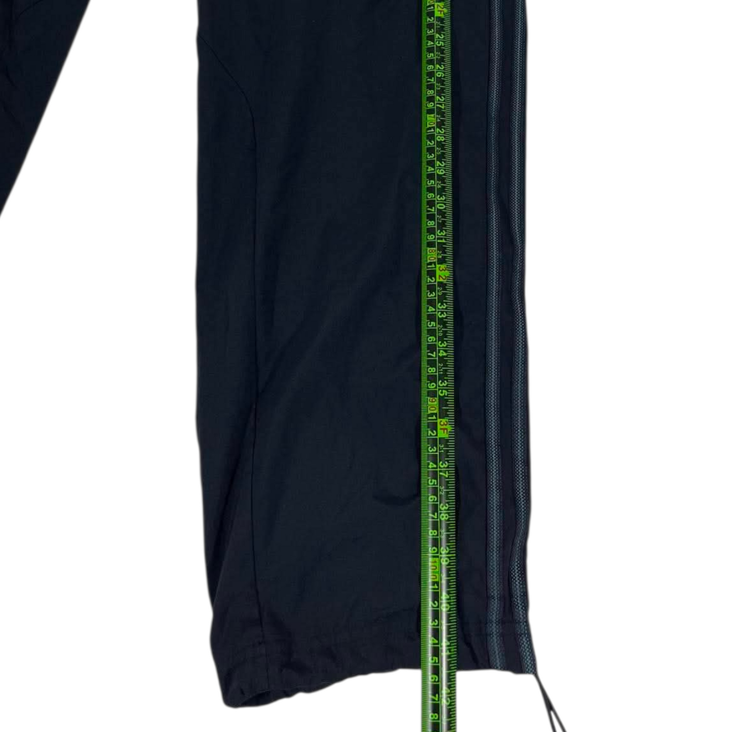 ADIDAS BLACK TRACK PANTS WITH WHITE STRIPES (L)