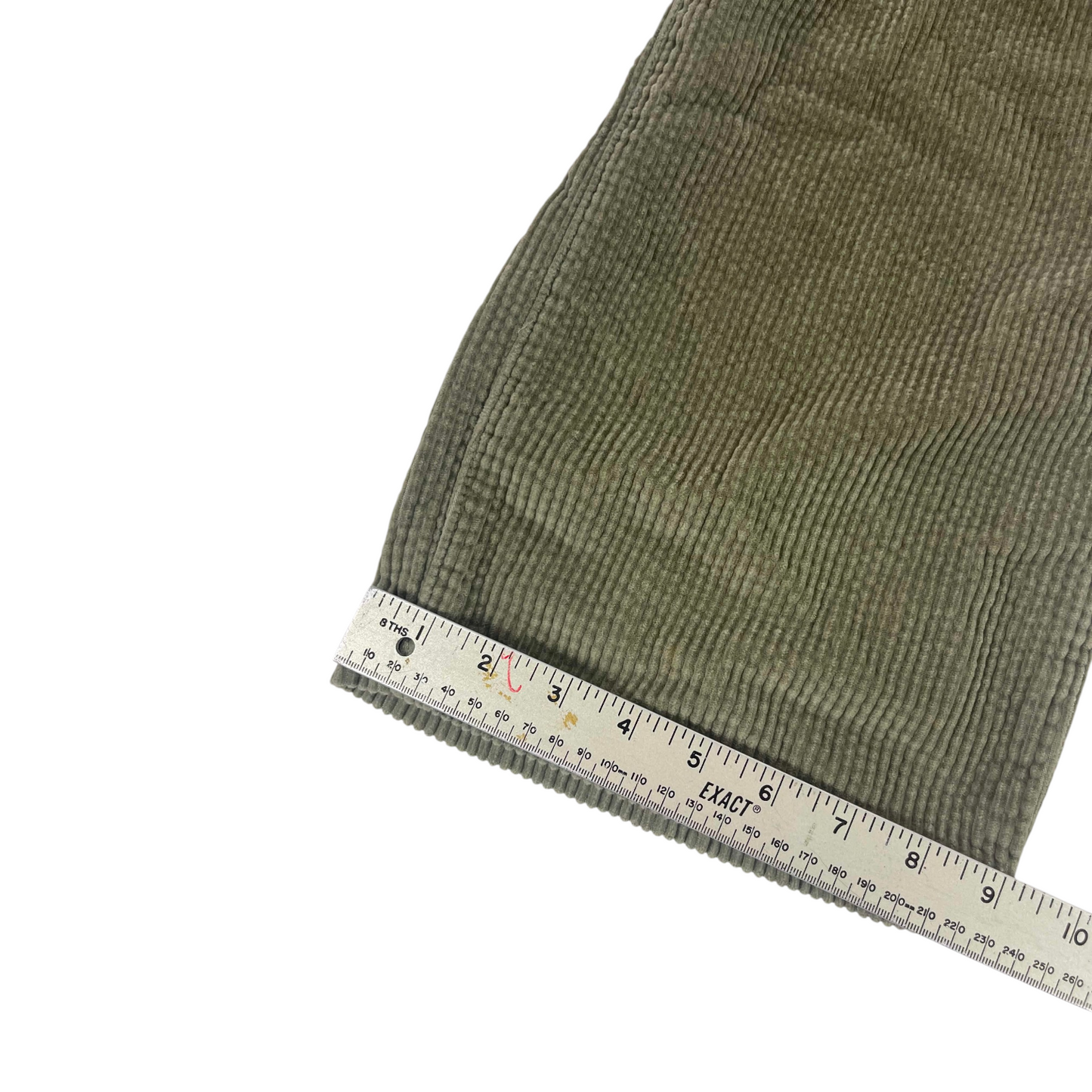GLASSONS OLIVE GREEN CORDUROY WIDE LEG PANTS (8)