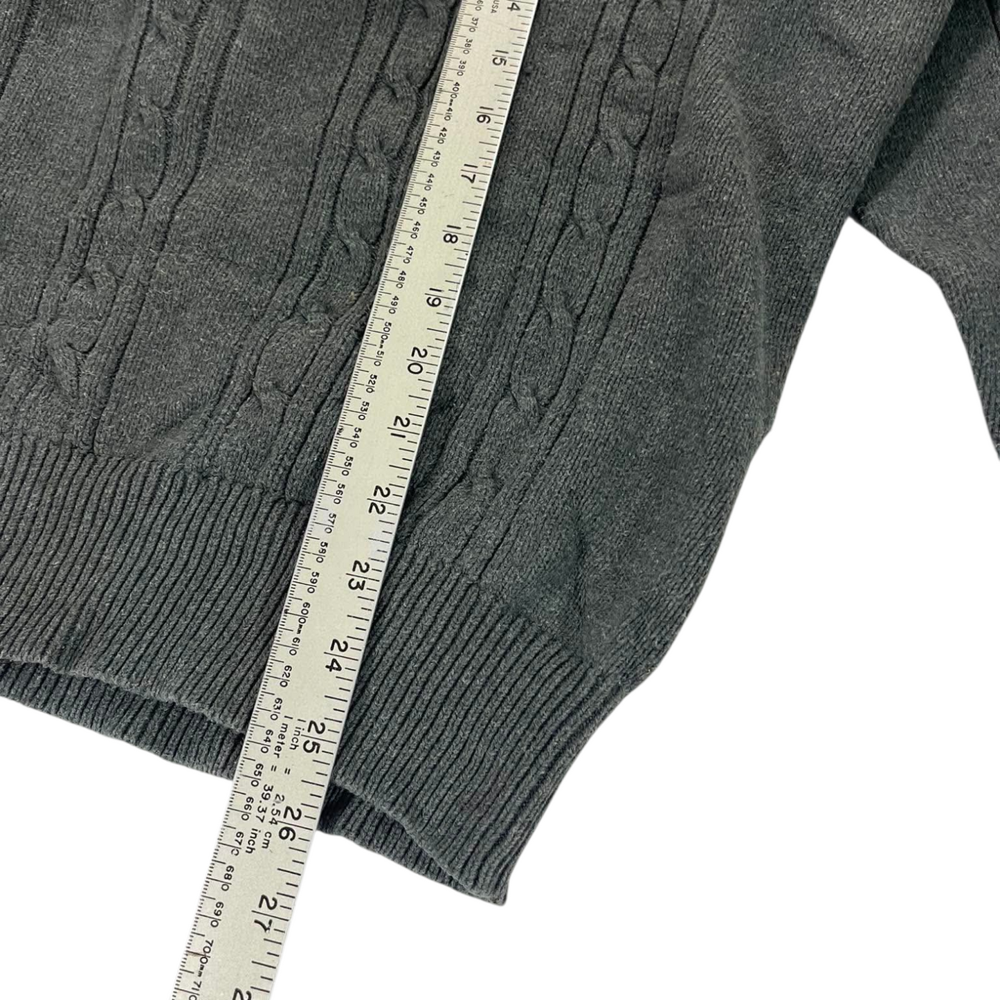 NAUTICA GRAY CABLE KNIT SWEATER (L)