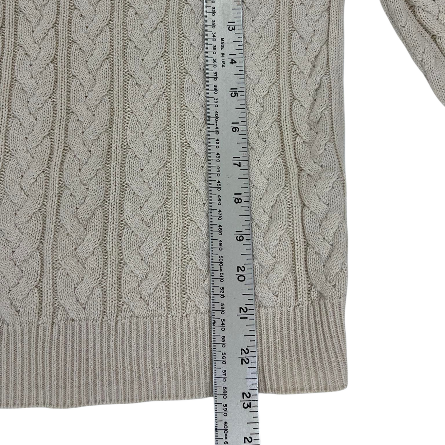 VINTAGE CREAM CABLE KNIT SWEATER (S)