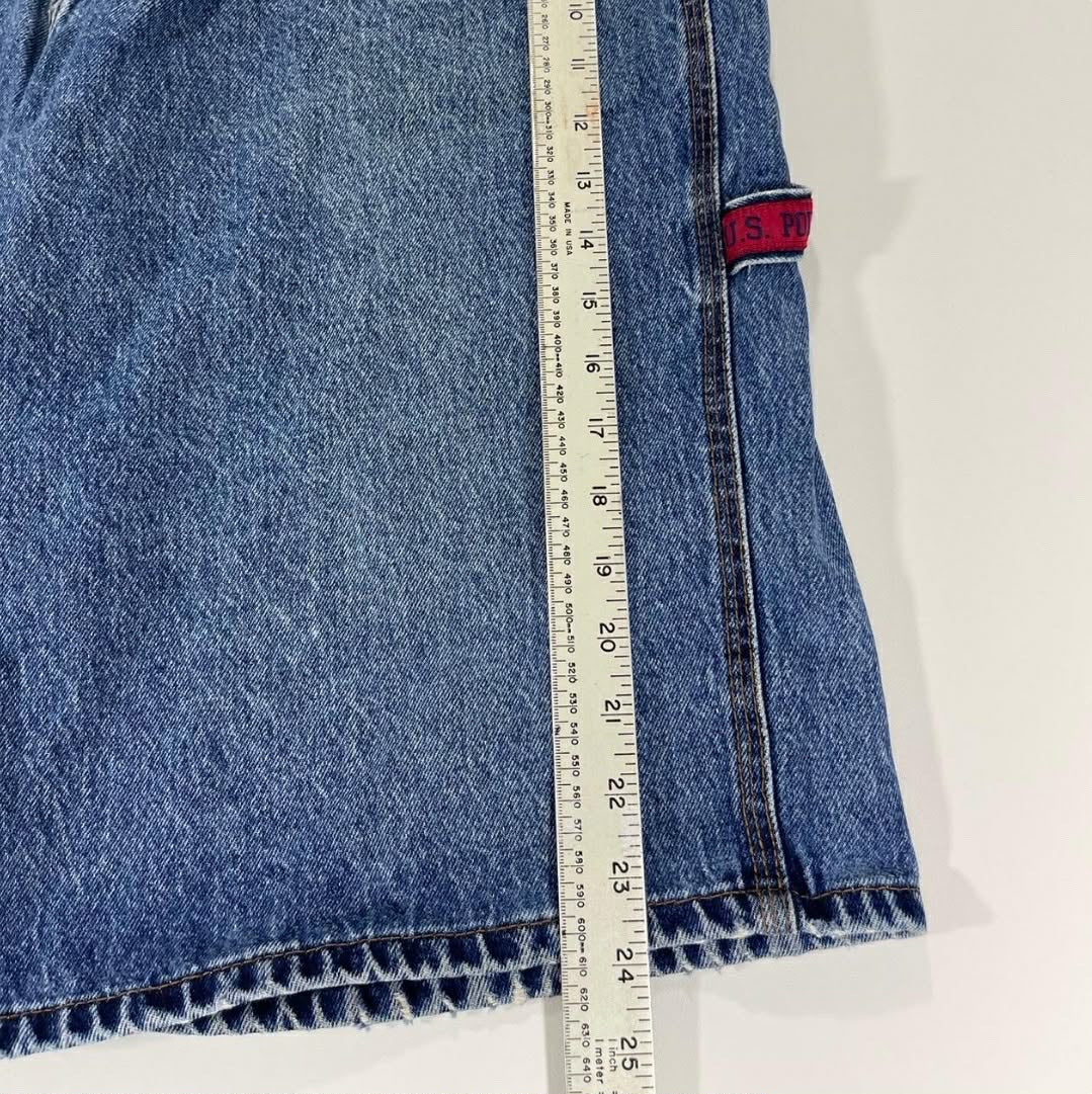 VINTAGE U.S POLO ASSN. BLUE DENIM CARGO SHORTS (38)