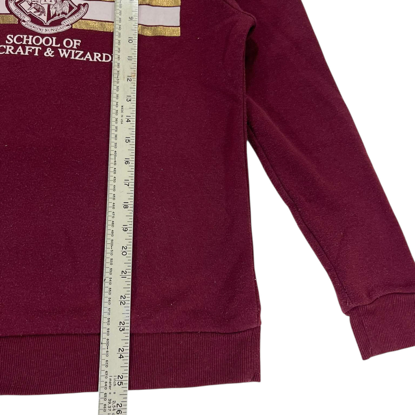 HARRY POTTER BURGUNDY HOGWARTS SCHOOL OF WITCHCRAFT & WIZARDY HOODIE (M)