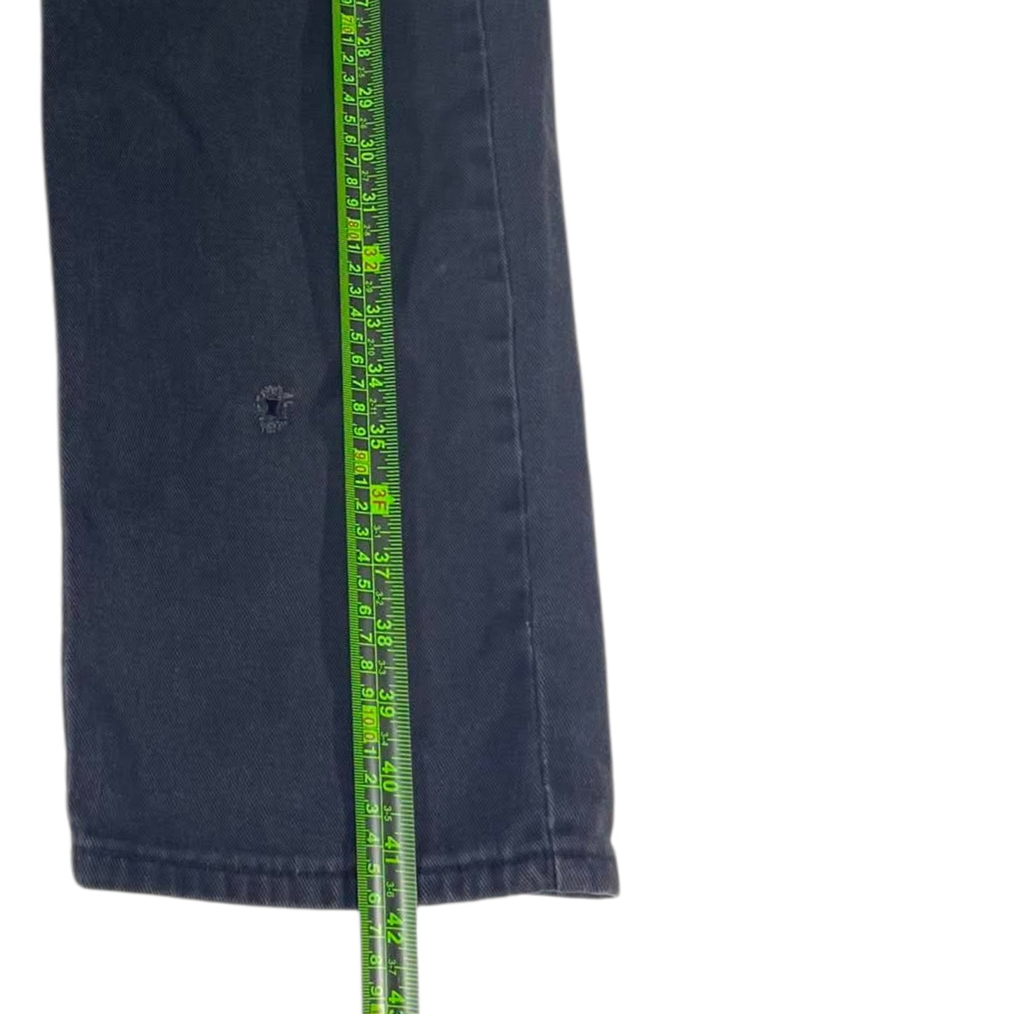 FADED BLUE DENIM BLACK WIDELEG JEANS (40)