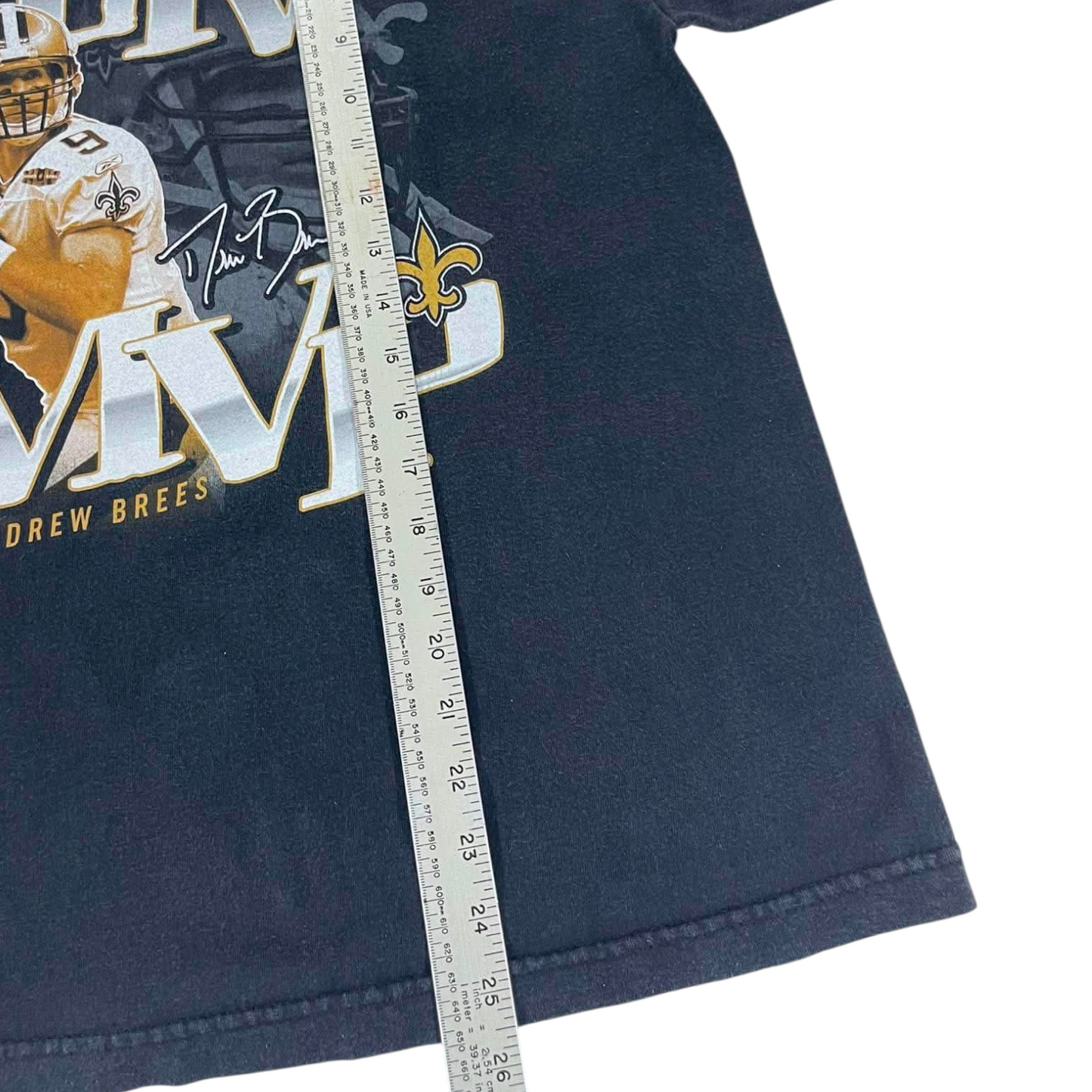 VINTAGE REEBOK DREW BREES SUPER BOWL XLIV MVP BLACK TEE ( S-M)