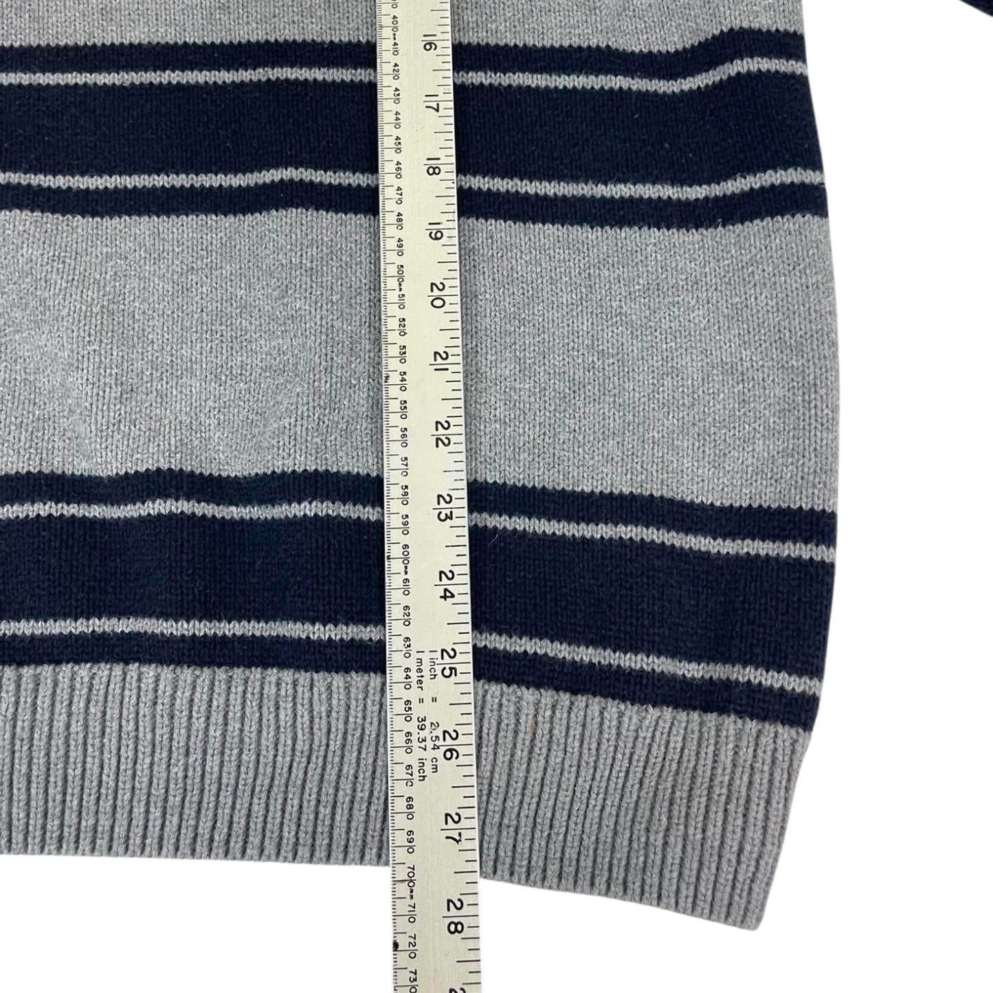 VINTAGE CHAPS GREY STRIPED SWEATER (L)
