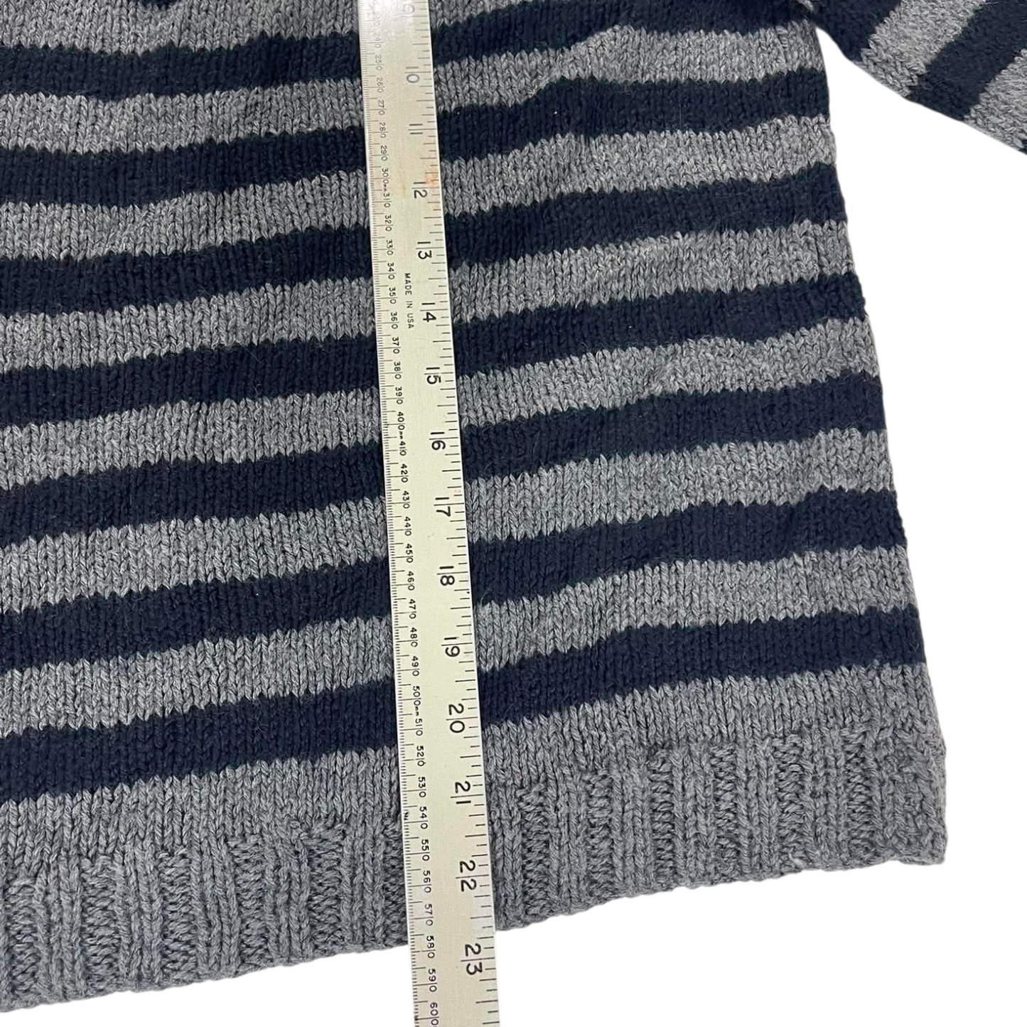 SOFT NAVY & GREY STRIPED SWEATER (M)