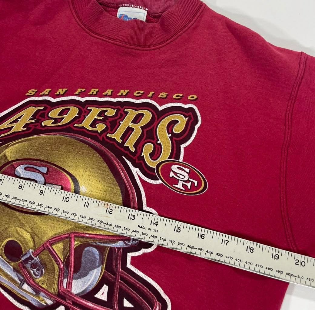 VINTAGE HELMET SAN FRANCISCO 49ERS RED CREWNECK SWEATSHIRT (M)