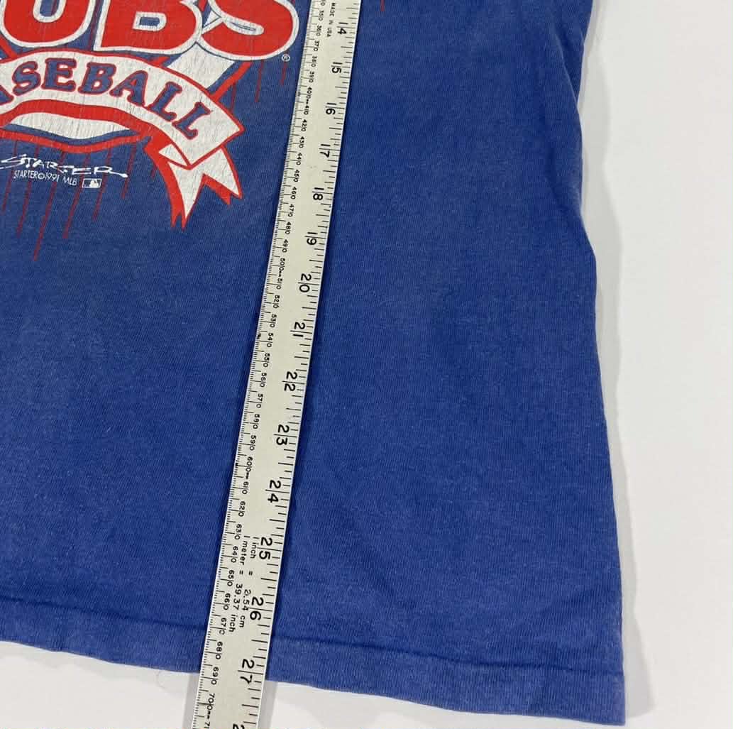 VINTAGE SINGLE STITCHED CHICAGO CUBS BLUE STARTER TEE (L-XL)