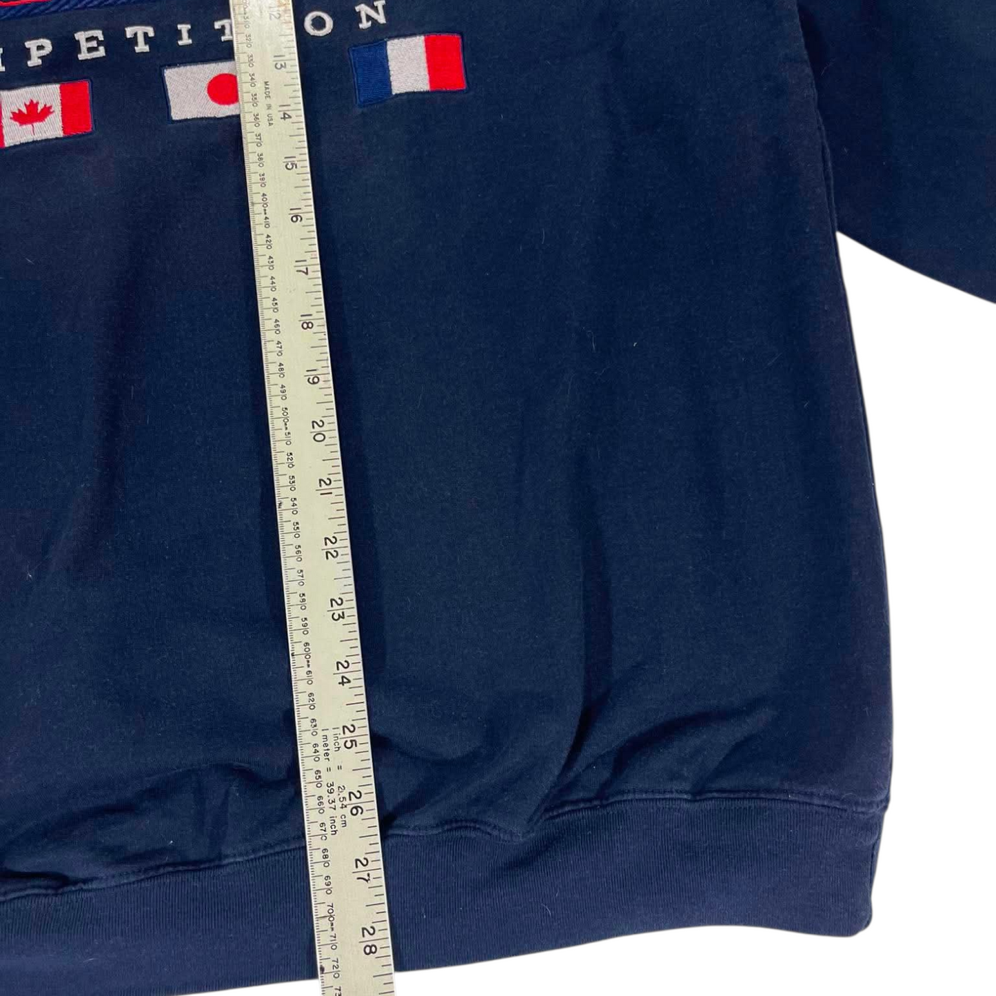 VINTAGE 90s GUESS INTERNATIONAL COMPETITION NAVY SWEATSHIRT (XL)