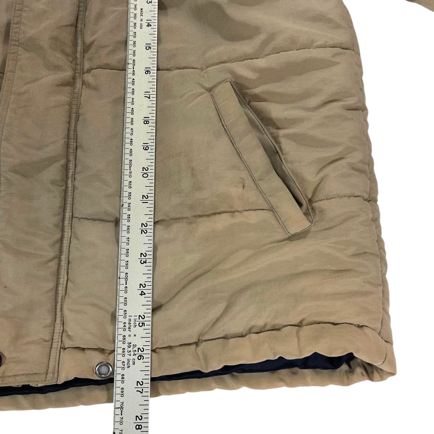 VINTAGE DETACHABLET SANDBAGS TAN PUFFER JACKET (S)