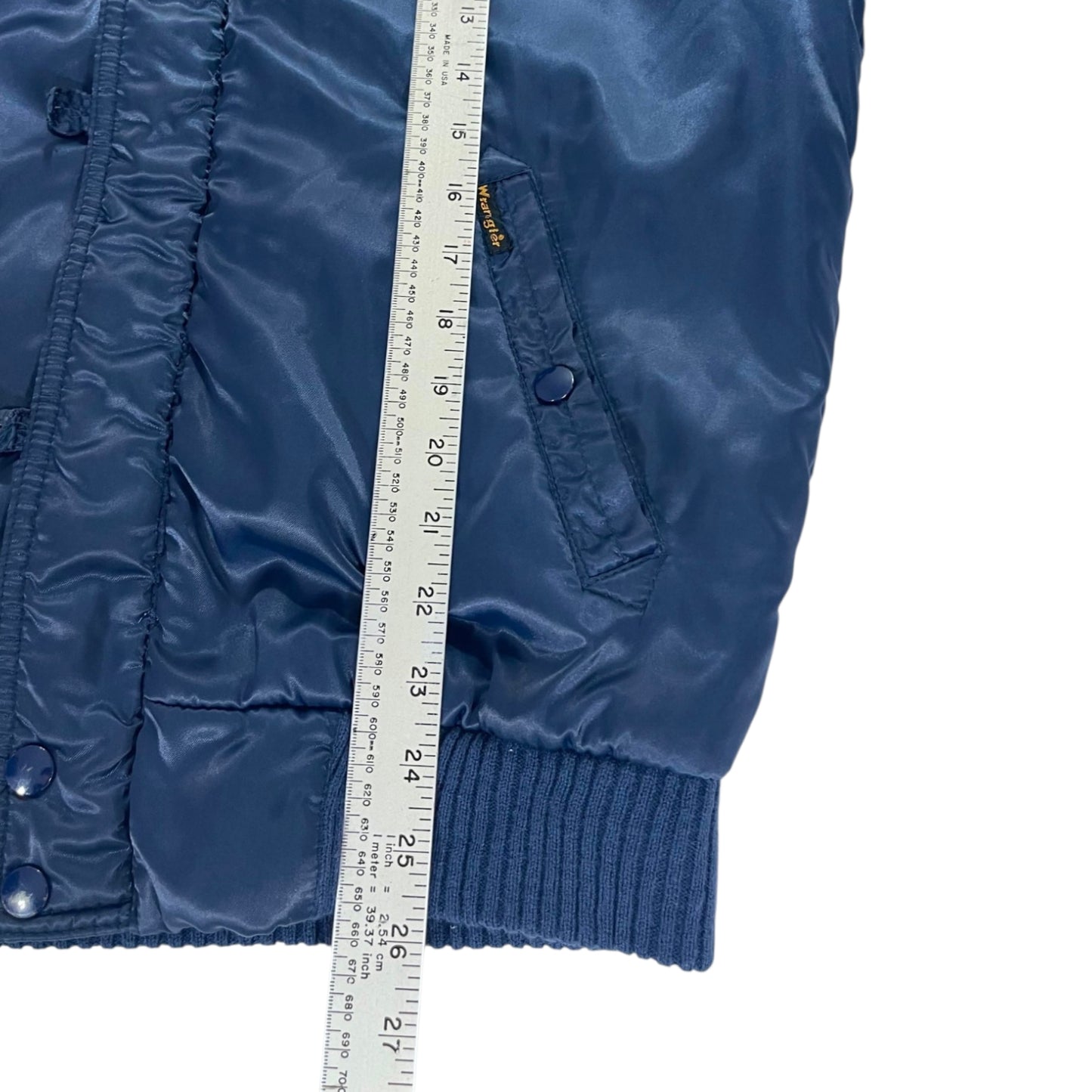 VINTAGE WRANGLER NAVY BOMBER JACKET (M)