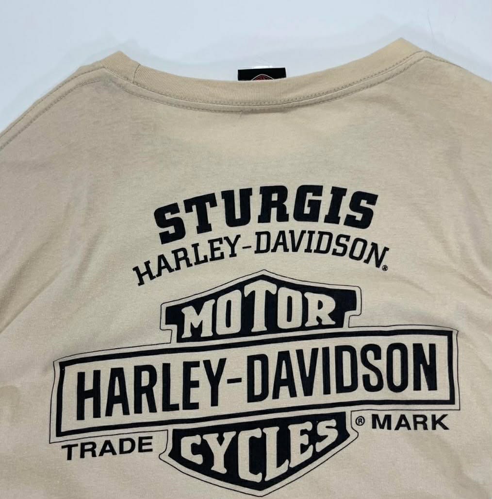 VINTAGE HARLEY DAVIDSON TAN GRAPHIC T-SHIRT (XL)