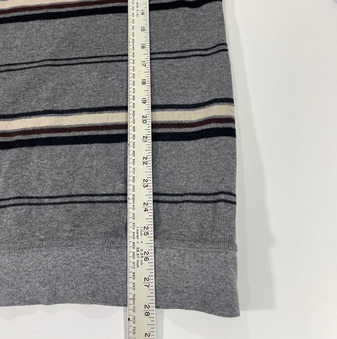 VINTAGE CHISEL GREY STRIPED QUARTER ZIP SWEATSHIRT (M-L)