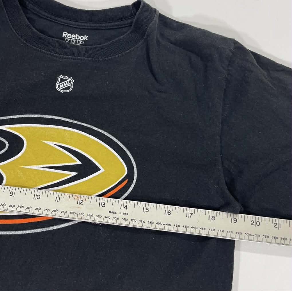 VINTAGE FOWLER REEBOK BLACK ANAHEIM DUCKS NHL HOCKEY TEE (M)