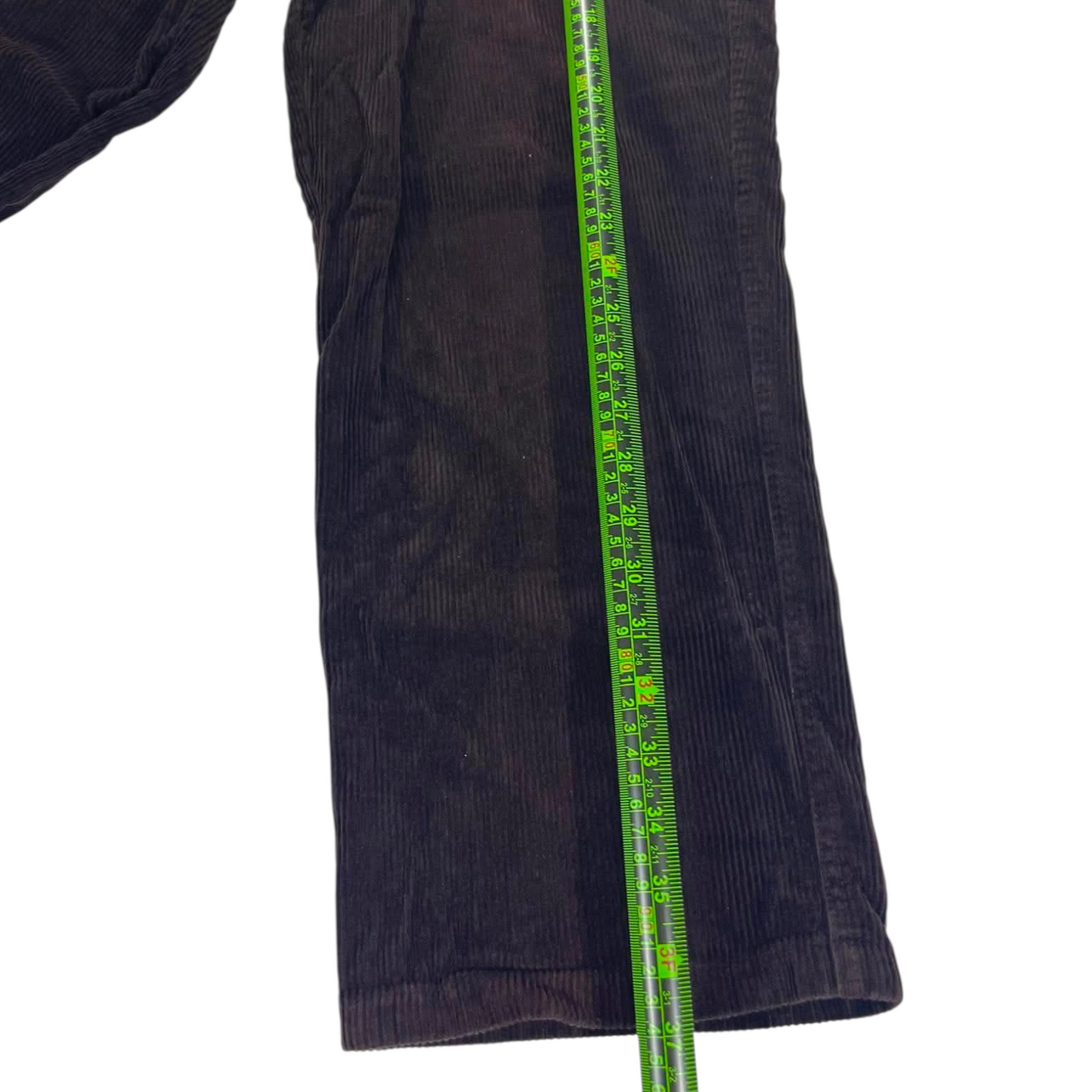 DARK BROWN CHISEL CORDUROY WIDE LEG TROUSERS (34)