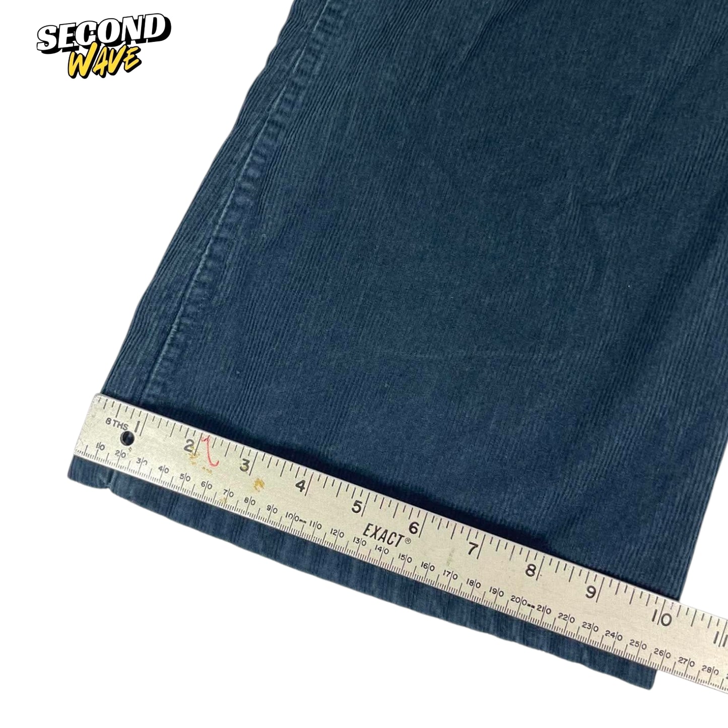 VINTAGE SOUTHCAPE BLUE CORDUROY WIDE LEG TROUSERS (38)
