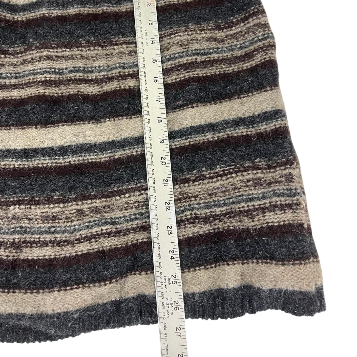 90s BLUE EARTH STRIPED WOOL SWEATER (M)