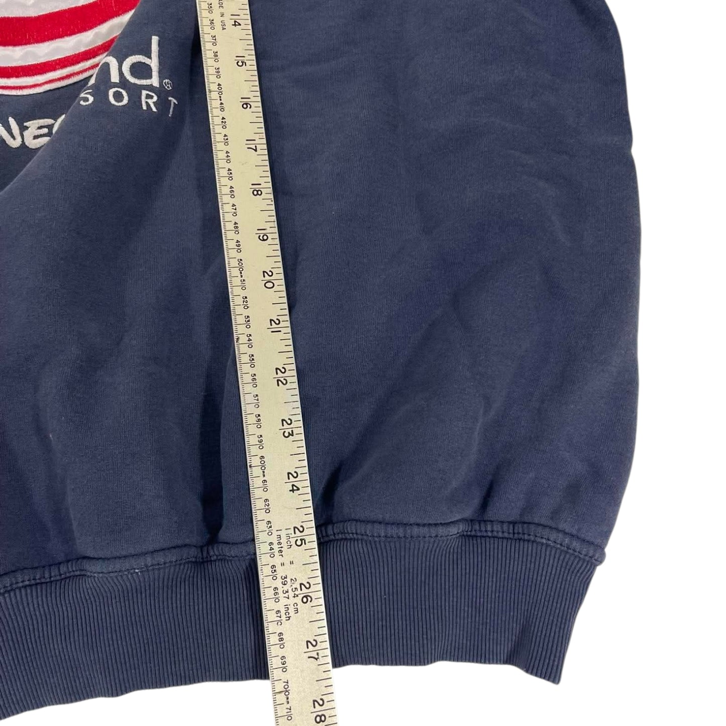 TRASHED DISNEYLAND RESORT SWEATSHIRT WITH AMERICAN FLAG DESIGN (L)