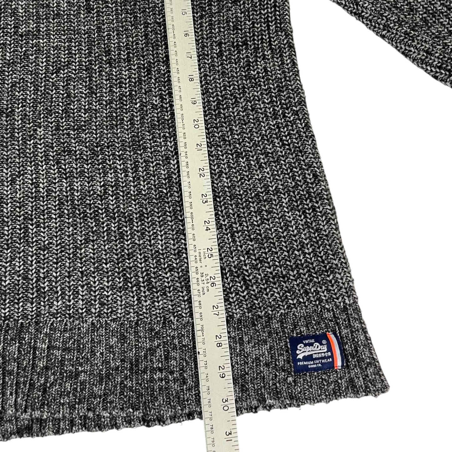 VINTAGE SUPERDRY GREY KNIT JUMPER (L)