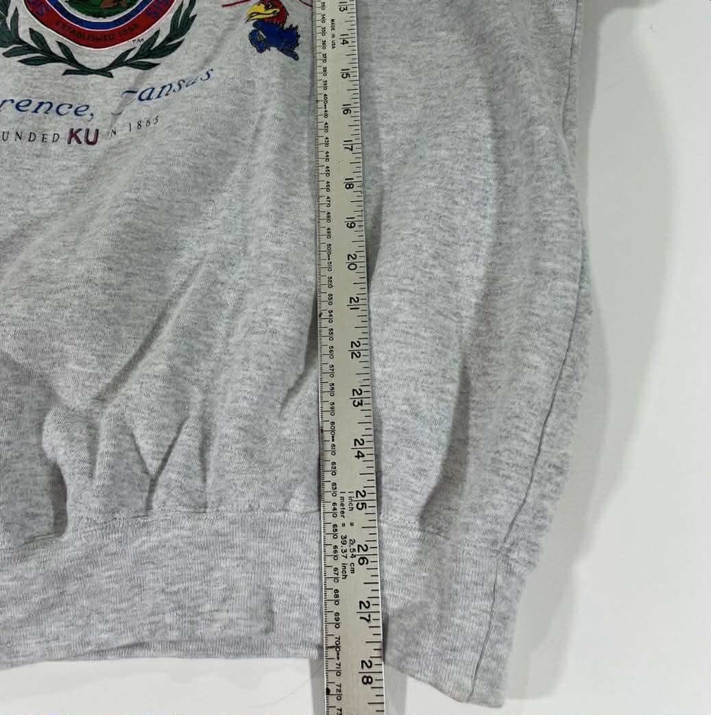 VINTAGE GREY KANSAS JAYHAWKS CREWNECK SWEATSHIRT (L)