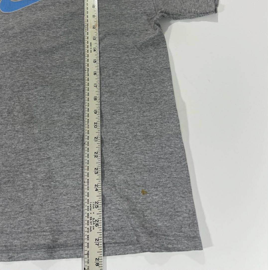 VINTAGE NIKE GREY COTTON T-SHIRT WITH BLUE SWOOSH (L)