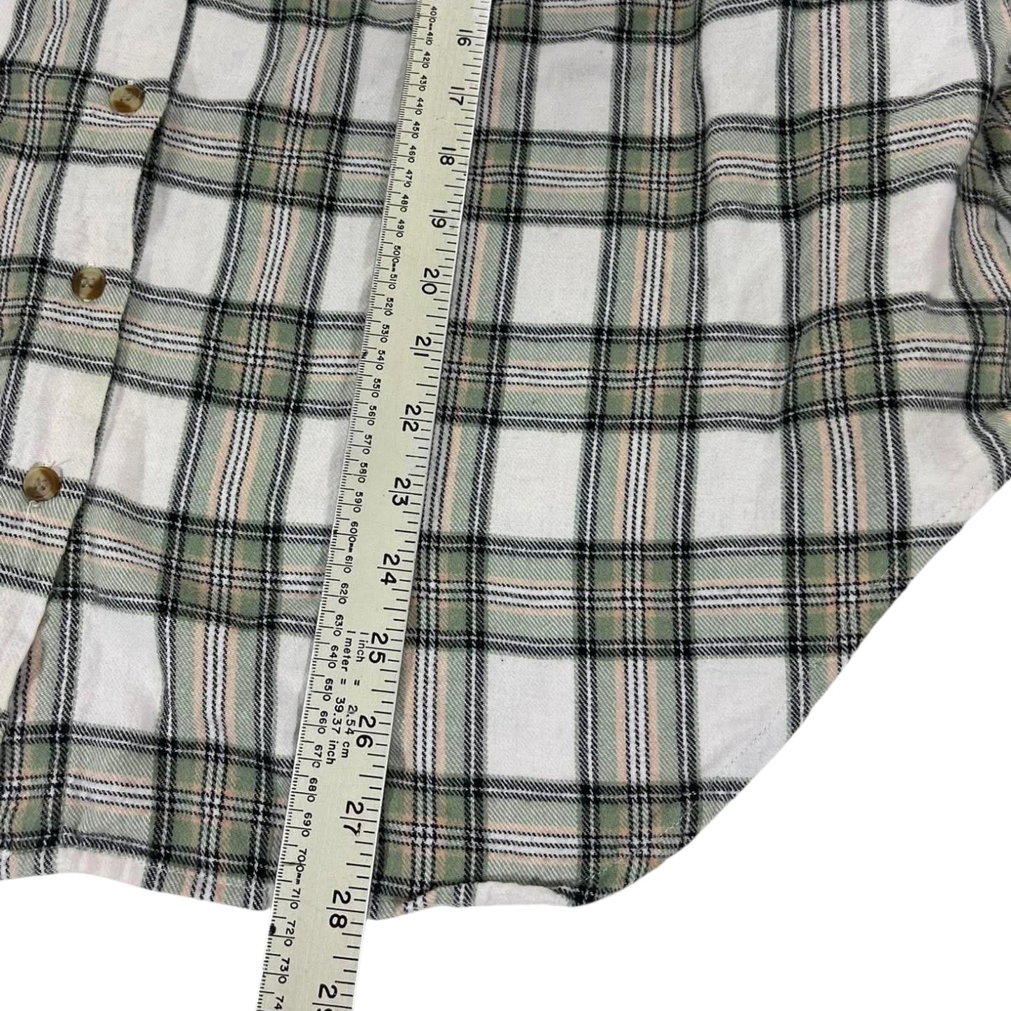 VINTAGE SPIRIT GREEN AND WHITE PLAID BUTTON-UP (XL)