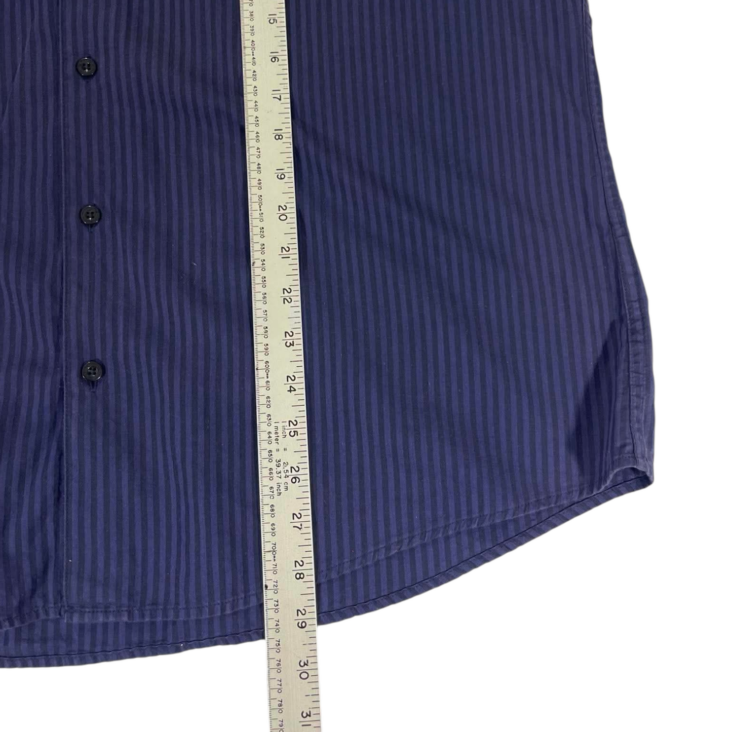 BEN SHERMAN NAVY BLUE STRIPED BUTTON UP SHIRT (XXL)