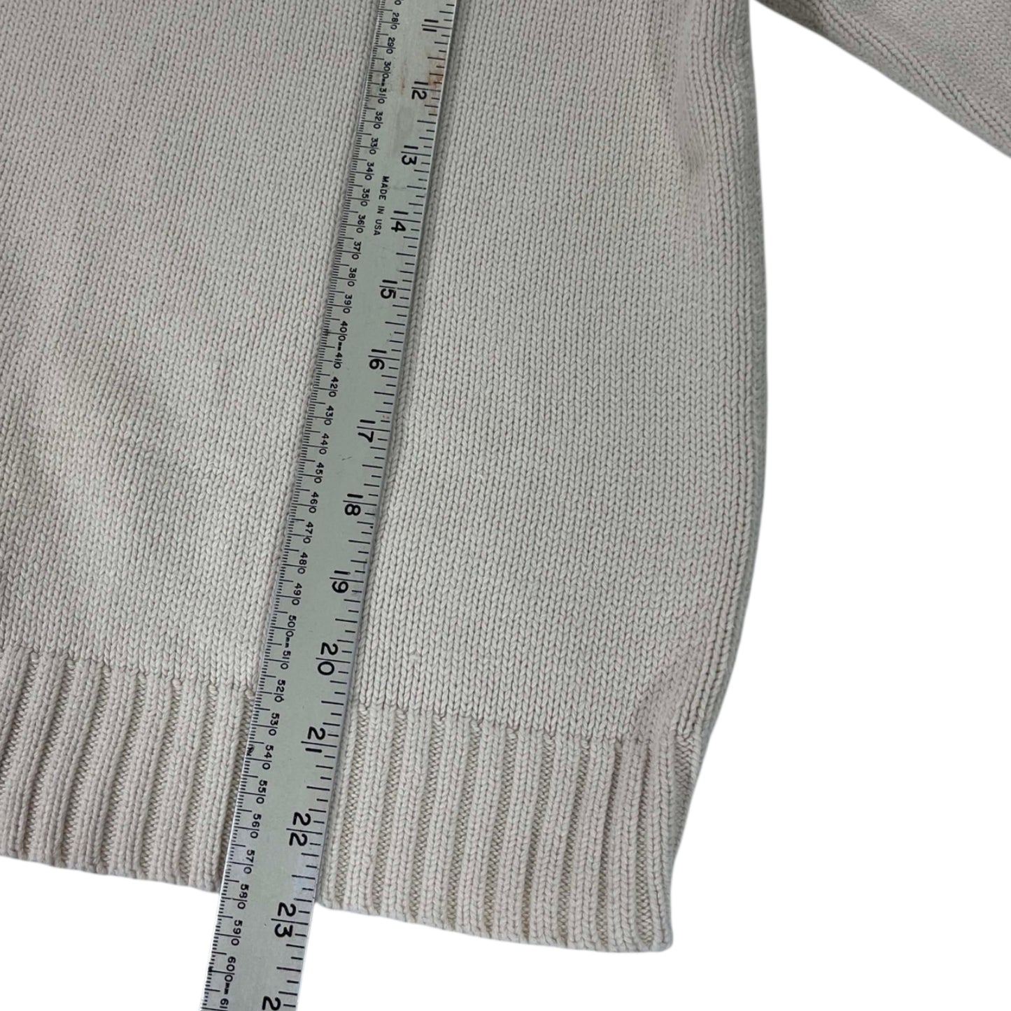 VINTAGE 100% COTTON POLO RALPH LAUREN CREAM COTTON KNIT SWEATER (M-L)