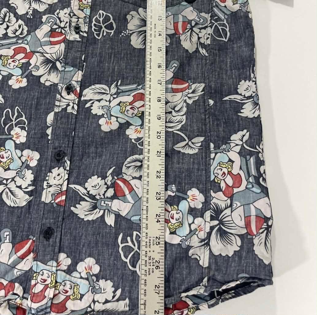 Y2K QUIKSILVER MULTICOLOURED BUTTON UP SHIRT (M)