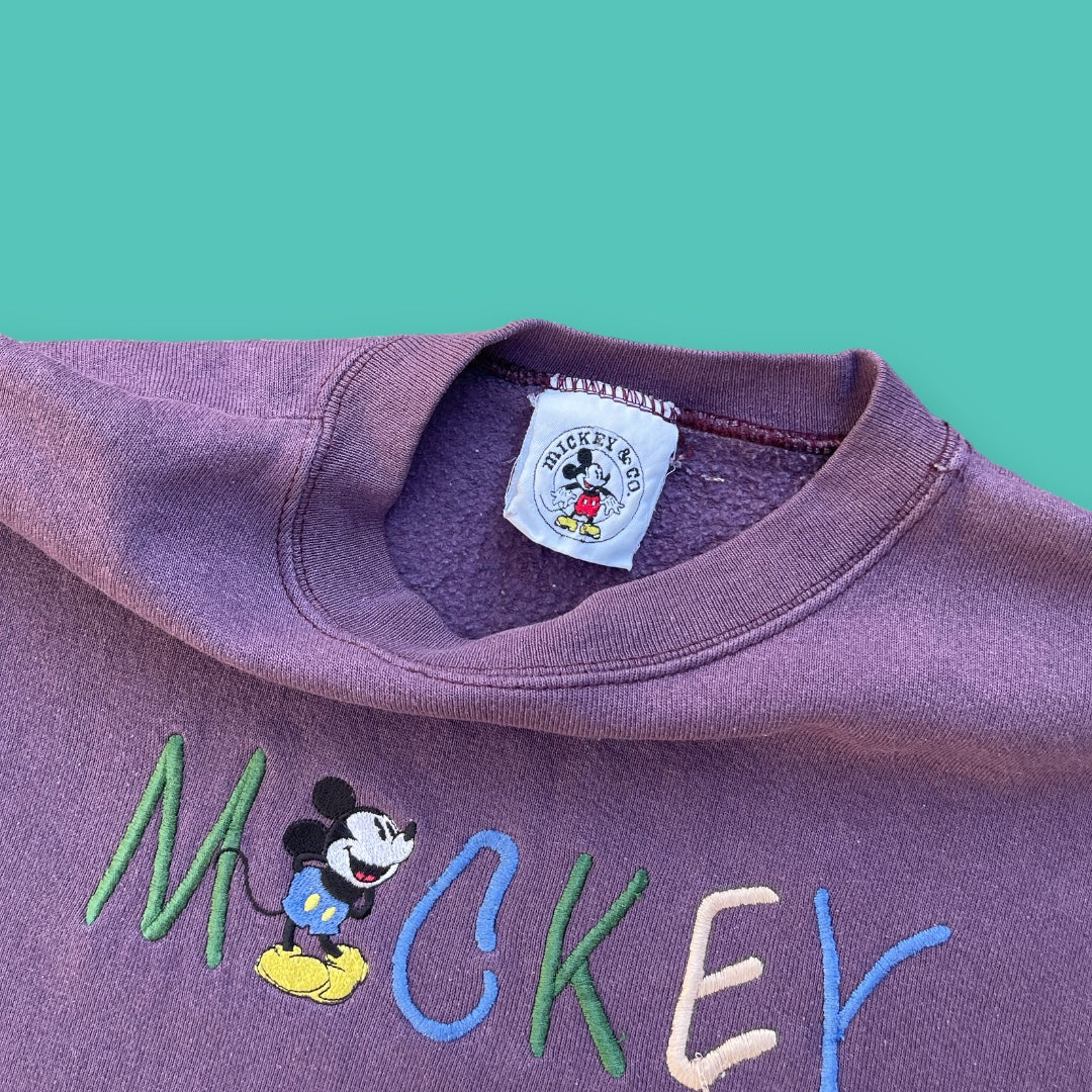 VINTAGE MICKEY EMBROIDERED CREWNECK ( M/L)